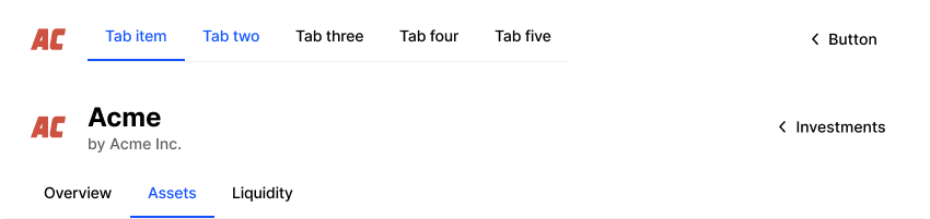 Thumbnail, tab & button in header